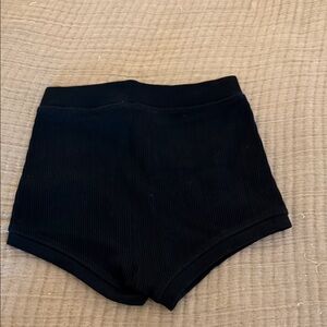 Black Ribbed High-Waisted Shorts